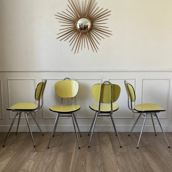 Chaises vintage en Formica jaune