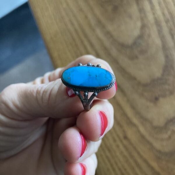 Bague vintage argent et turquoise